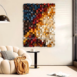 Bán buôn sang trọng 3D gỗ khảm khách sạn tác phẩm nghệ thuật tùy chỉnh hiện đại trừu tượng tường trang trí nội thất cho hành lang khách sạn không gian nghệ thuật bằng gỗ - Product Image 1