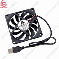 Ventilateur de boîtier d'ordinateur Gdstime GDA8010 DC 5V USB à roulement à bille 80x80x10mm avec dissipateur thermique en plastique