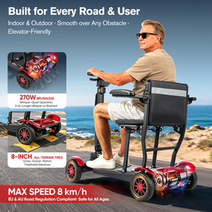 Long Range 40km Dual Removable 13Ah <b>Battery</b> X2 Folding Ultra Light Mobility Scooter 270W Brushless for Elder Handicap Traveler - Product Image 5