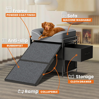 Robustes, umweltfreundliches Hundesofa aus Metall im rechteckigen Design mit herausnehmbaren, waschbaren Aufbewahrungsschubladen und Rampe für Arbeit/Gaming – Kartonverpackung