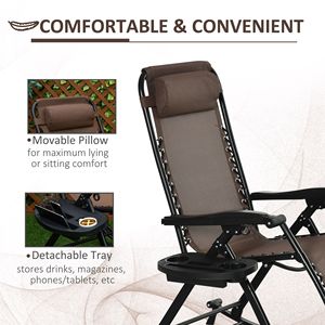 Fauteuil inclinable pliable à gravité zéro avec coussin et porte-gobelet pour utilisation en extérieur, dans le jardin ou l'atelier - Product Image 5
