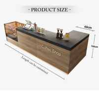 Comptoir de boulangerie de luxe au design moderne en bois, comptoir de bar de café en forme de L, bureau de réception de café avec éclairage LED intégré