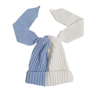 Knitted Hat for Women Autumn Winter Student Warm Ear Protection Cute Rabbit Color <b>Block</b> Long Ear Beanies - Product Image 2