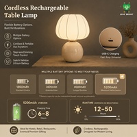 Lampe de table en céramique rechargeable avec abat-jour en soie, USB-C, 3 températures de couleur, à intensité tactile, sans fil, pour la décoration de la maison et des hôtels