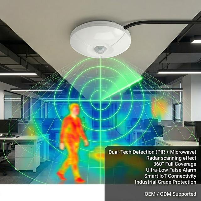Ceiling Infrared Microwave Sensor PIR 24GHZ Radar Millimeter Wave RS485 Type Remote Alarm Monitoring Human Presence Body Sensor