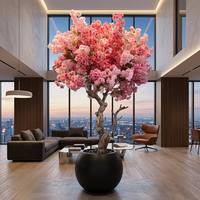Arbre artificiel en fleurs de cerisier en soie pour la décoration de la maison et les mariages (vente en gros) |   Logo personnalisé Branche de fleur