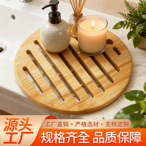 Jabonera de Bambú Redonda de Color Sólido, Diseño de Drenaje de Madera Natural para Uso en el Baño - Product Image 2