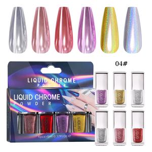 6pcs/set <b>Magic</b> Liquid Mirror Powder <b>Kit</b> Non-Flying MCB 3D Laser Acrylic Powder Nail Art Customizable Logo LED Lamp Source Free - Product Image 6