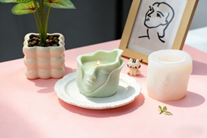 Collection de moules à bougies en silicone 3D sculpturale en gros : Fée, Déesse, Tulipe, Cactus et Relief Facial pour kits de fabrication de bougies <span class=keywords><strong>DIY</strong></span> - Product Image 2