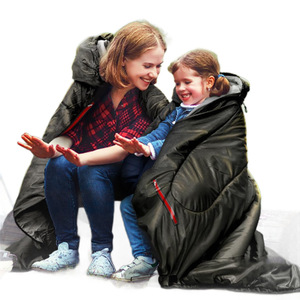 Saco de dormir doble WOQI, longitud estándar, estilo sobre, transpirable, de poliéster, unisex, para camping, senderismo, adultos - Product Image 1