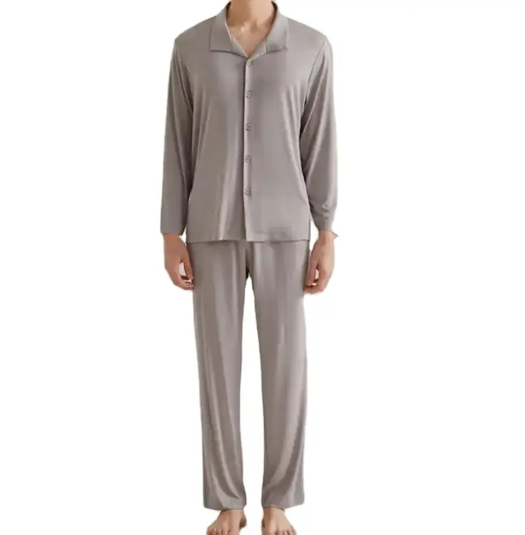 Novo Design Personalizado Cozy Pijamas Para Homens 2 Peça Conjunto de Manga Longa Inverno Night Lounge Wear Home Modal Pijamas dos homens