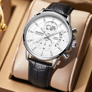 Luxury Waterproof Quartz Watch New Fashion Business Style Genuine Leather Strap Luminous Three-Eye <b>Chronograph</b> Mechanical Watch - Product Image 1