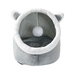 Single vacuum-packed cat <b>bed</b> pet supplies winter warm pet sleeping <b>bed</b> semi-enclosed cat <b>house</b> pet <b>bed</b> - Product Image 2