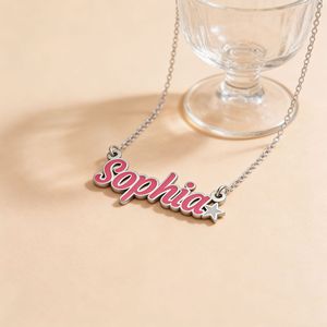 Gioielli Shunquan, Collana Personalizzata in Acciaio Inossidabile <span class=keywords><strong>con</strong></span> Catene, <span class=keywords><strong>Stelle</strong></span> e Lettere Colorate Fai-da-Te, Regalo Unisex - Product Image 2