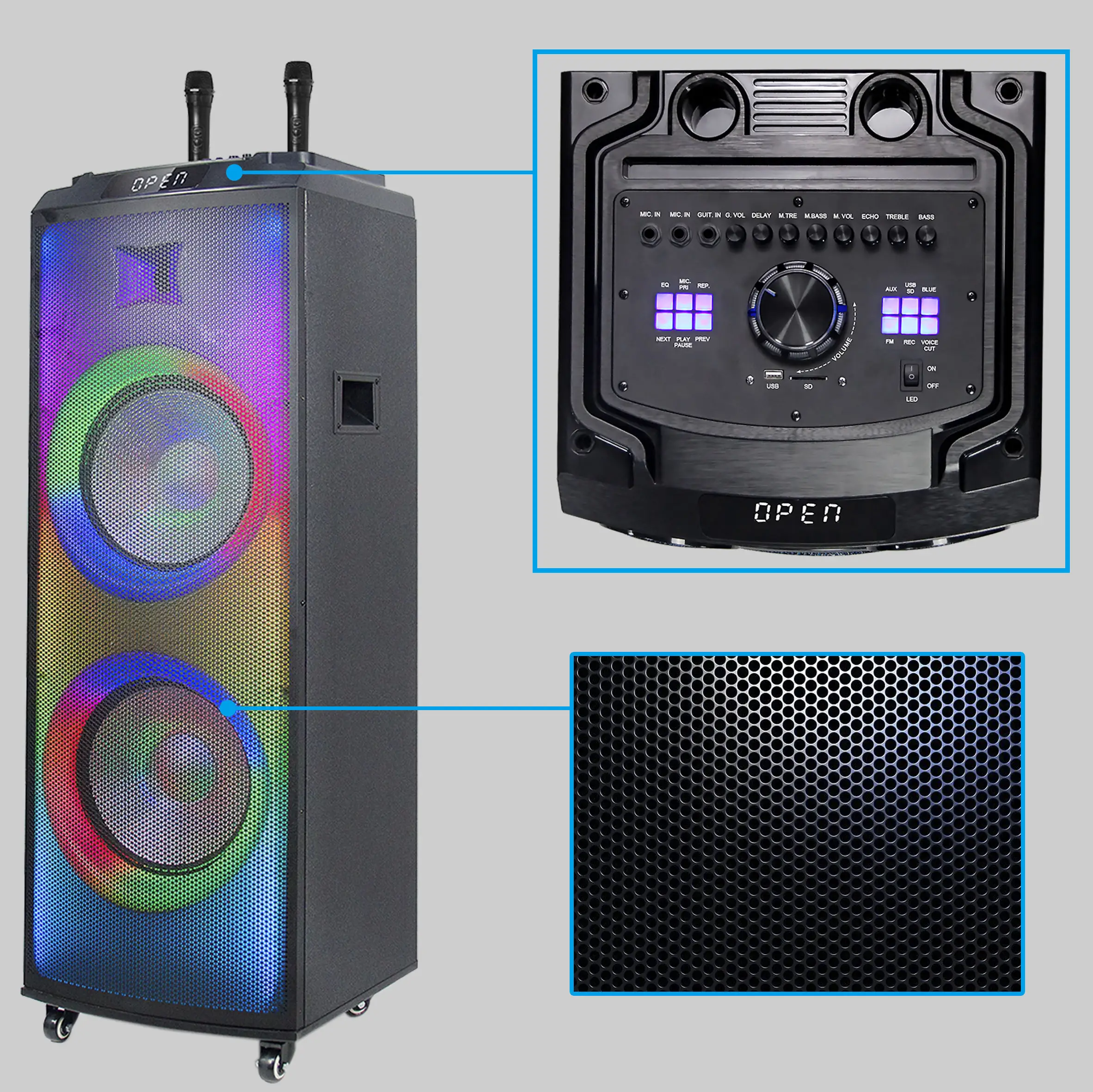 OEM Cheap Price Hot Sale High Quality 5.0 Speakers Party Wireless Light Trolley Speaker