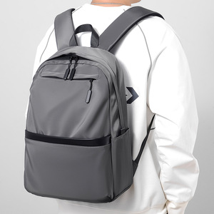 Ziming Student <b>Backpack</b> 14 Inches Laptop Bag <b>Large</b> Capacity Unisex Casual Travel <b>Backpack</b> Blue Solid Color - Product Image 2