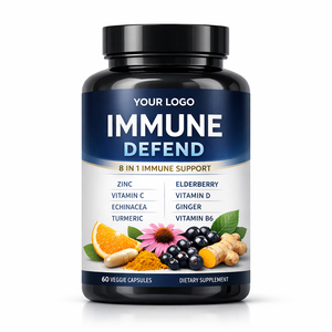 Capsules multivitaminées pour le soutien immunitaire en marque propre, <span class=keywords><strong>zinc</strong></span>, vitamine <span class=keywords><strong>C</strong></span>, logo personnalisé, formule antioxydante pour adultes - 60/90/120 unités - Product Image 1