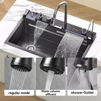 Robinet numérique intelligent à cascade en acier inoxydable 304, évier de cuisine moderne multifonctionnel à grand bac unique
