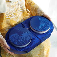 Boîte vide personnalisée pour deux pâtisseries rondes, biscuits, plateau Ramadan, friandises de l'Aïd, dattes, chocolats, bonbons, emballage cadeau, boîtes en papier