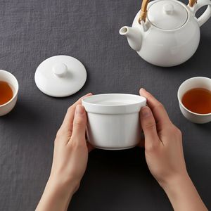 หม้อเซรามิกสีขาวสำหรับตุ๋นซุป พร้อมฝาปิด ทนความร้อน ใช้สำหรับทำอาหารและเสิร์ฟ - Product Image 2