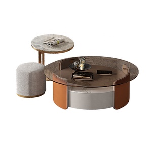 Bàn Cà Phê Sang Trọng Bằng Đá Cẩm Thạch Với Ghế Bằng Đá Cẩm Thạch Sống Trung Tâm Hiện Đại Bàn Cà Phê Đá - Product Image 6