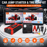 JP-S160 20000mAh Jump Starter Mobil dengan Kompresor Udara 600A Peak 12V Pengisi Daya Baterai 4 USB Power Bank Toolkit dengan Kotak