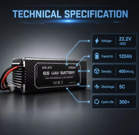 Baterai Drone UAV Densitas Energi Tinggi 6s 120Ah 5C 400Wh/kg Baterai Lithium untuk Pesawat Multirotor VTOL