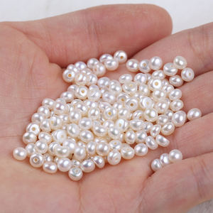 फैक्टरी प्रत्यक्ष ताजे पानी मोती 4-4.5mm फ्लैट मोती मोती आधा छेद बटन ढीला मोती ताजा पानी प्राकृतिक - Product Image 5