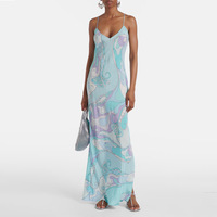 Robe longue florale gothique d'été pour femme, sexy, col en V, à bretelles, style Spicy Girl, tendance transfrontalière Europe & Amérique, personnalisable OEM/ODM
