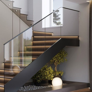 Offre Spéciale : Garde-corps en verre sur poteau, <span class=keywords><strong>balustrade</strong></span> en verre encadrée en acier inoxydable/aluminium/bois pour escaliers intérieurs, directement de l'usine - Product Image 3