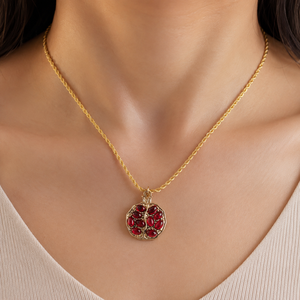 Collana con ciondolo a forma di frutto rosso, gioielli retrò da donna per tutti i giorni, idee regalo - Product Image 2