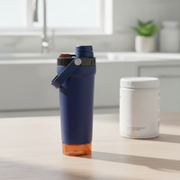 Bouteille shaker protéinée isotherme portable en acier inoxydable de 20 oz, écologique, avec compartiment de rangement, isolation thermique 12-24h