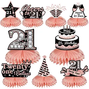 9 Pcs 40th Birthday Decoration for Men Women Happy 40th Birthday Table  Decorations Cheers to 40th Honeycomb Centerpieces 1984 Birthday Party