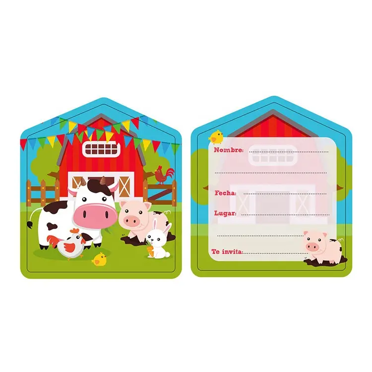 Новая тема с животными фермы детские принадлежности для дня рождения пригласительные открытки для детей на день рождения Экологически чистая одноразовая посуда