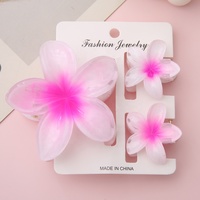 Juego de Pinzas para el Cabello con Flores de Plumeria Hawaiana, Accesorios para Vacaciones en la Playa Tropical, Pinzas para el Cabello con Flores Mate Estilo Y2K para Cabello Grueso