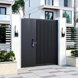 Porte coulissante électrique en aluminium minimaliste moderne pour cour de villa, porte d'entrée sur mesure ajourée - Product Image 4