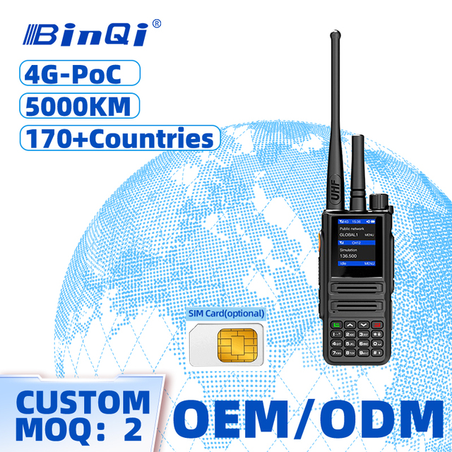 BinQi BQ-889A Dual Mode 4G POC Radio UHF VHF Analog Walkie Talkie 5000km Long Range GPS SIM Card Global Intercom Two Way Radio