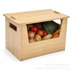 Wooden Vegetable Fruit Storage <b>Basket</b> With Cutting Board Kitchen Storage Box For Fruits Vegetables <b>Bread</b> - Product Image 5
