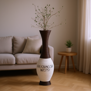 Vase de sol D0100H5NS36, 39 pouces de haut, en rotin bicolore brun foncé, élégant, décoration d'intérieur, présentoir floral, pièce maîtresse - Product Image 2