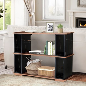Tables de <span class=keywords><strong>console</strong></span> noires de groupe au design chic industriel de 44 pouces avec étagères ouvertes en cube de rangement pour l'entrée