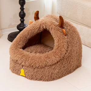 Cama de Felpa <span class=keywords><strong>para</strong></span> Perros y Gatos, Diseño de Monstruo Pequeño, Estampado de Animales de Dibujos Animados Modernos, Cálida y Acogedora <span class=keywords><strong>para</strong></span> Dormir Profundamente en Todas las Estaciones - Product Image 5