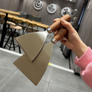 Stainless Steel Spatula <b>Set</b> 3Pc Heavy Duty Wood Handle For Cooking Baking Pizza Steak Teppanyaki Utensils - Product Image 3