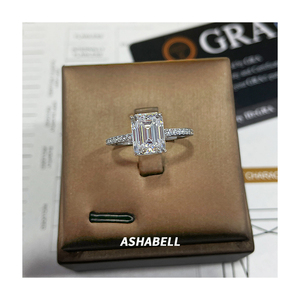 Nhẫn cưới/nhẫn đính hôn nữ bằng bạc 925 có chứng nhận GRA, đá moissanite hình vuông cắt Emerald 2 carat, kiểu dáng cổ điển, đính kim cương toàn bộ - Product Image 4
