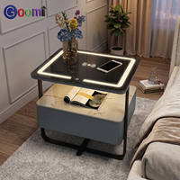 Table de chevet multifonctionnelle intelligente, chargeur sans fil LED, haut-parleur Bluetooth USB et armoire de rangement pour chambre à coucher avec verrouillage par mot de passe
