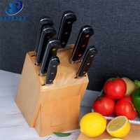Ensemble de couteaux de cuisine en acier inoxydable de haute qualité avec logo personnalisé, ultra-affûtés, de qualité alimentaire, 8 pièces, manche en POM, avec bloc en bois pour iPad