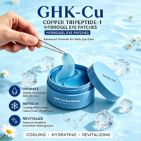 ODM OEM Ghk-cu Masque pour les yeux aux peptides de cuivre bleu, éclaircissant les cernes et les poches sous les yeux, patchs oculaires