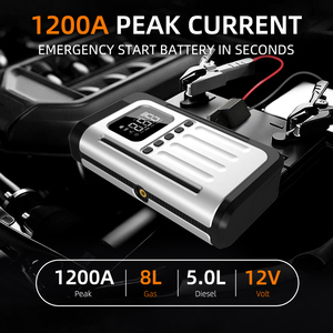 Démarreur de voiture <span class=keywords><strong>4</strong></span> en 1 avec gonfleur de pneus 12V, batterie multifonctionnelle, courant de pointe 1200A, réparation d'urgence en voyage routier - Product Image 2