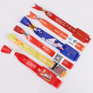 Lanyard Eco Friendly Adjustable Plastic Clip Event Party Bracelet Custom Festival Soft Fabric Woven Wristbands Bracelet