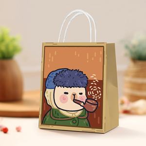 حقيبة ورقية مخصصة مطبوعة لعيد الميلاد للمتاجر مع مقابض تصميم سانتا وشجرة لهدايا الأعياد والعلامة التجارية الترويجية أكياس ورق كرافت - Product Image 2