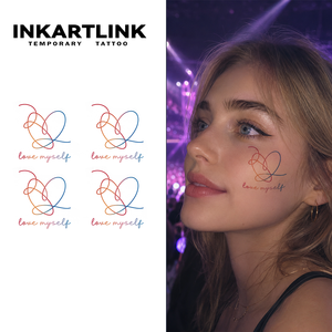 INKARTLINK - Tatuaje Temporal Personalizado de <span class=keywords><strong>BTS</strong></span> Kpop, Diseño Colorido de Corazón, Resistente al Agua, Visualización Instantánea en 1-5 Días - Product Image 1